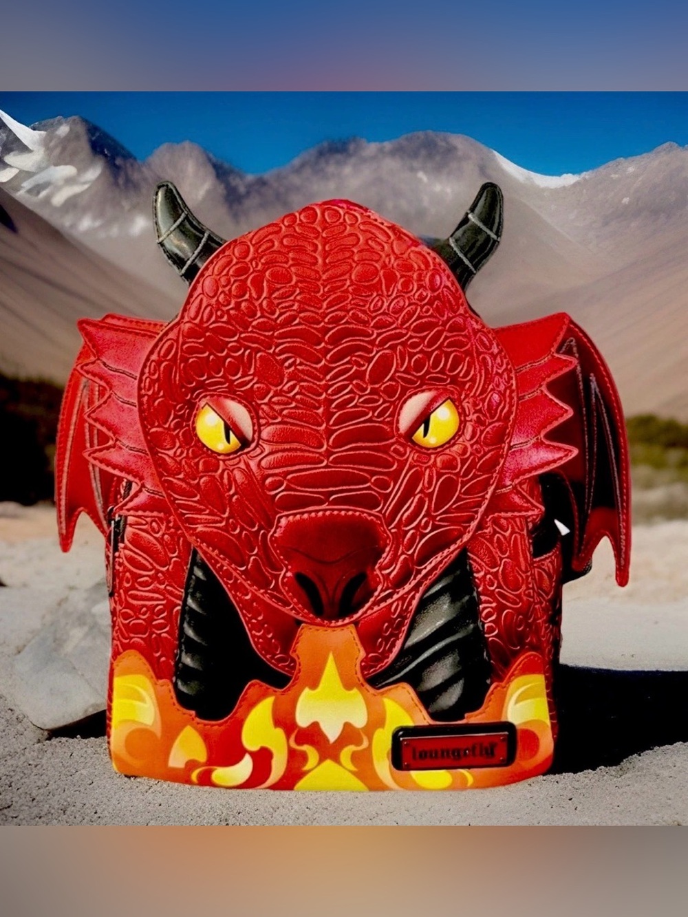 NEW Loungefly Shiny Metallic Red DRAGON Backpack Books-A-Million BAM Exclusive